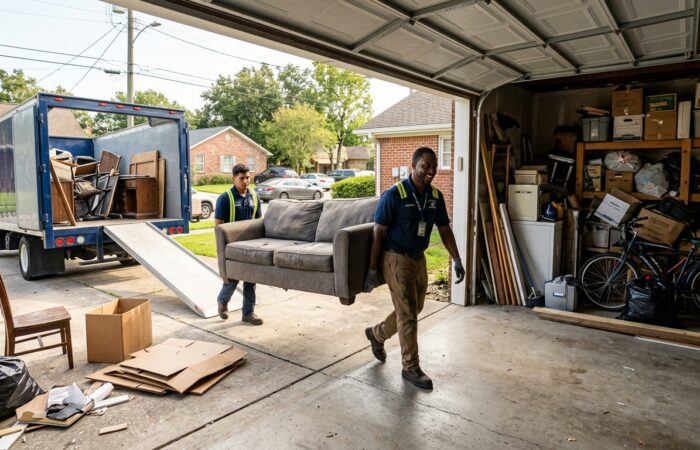 Junk removal Chalmette LA crew cleaning out a residential garage